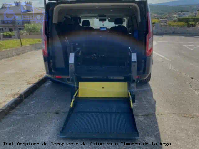 Taxi accesible de Cimanes de la Vega a Aeropuerto de Asturias