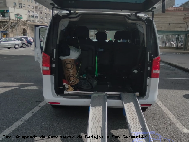 Taxi adaptado de San Sebastián a Aeropuerto de Badajoz