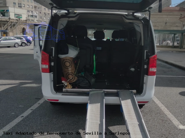 Taxi accesible de Sariegos a Aeropuerto de Sevilla