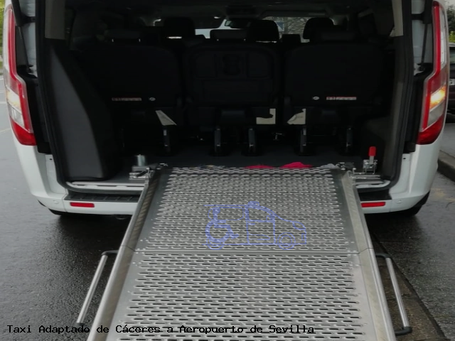 Taxi accesible de Aeropuerto de Sevilla a Cáceres