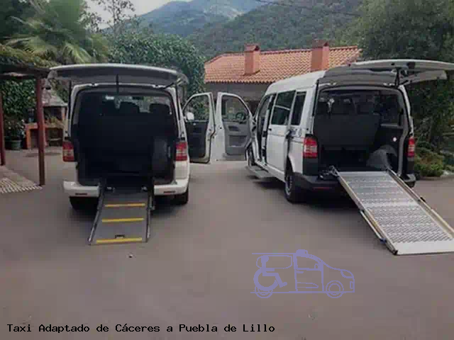 Taxi accesible de Puebla de Lillo a Cáceres