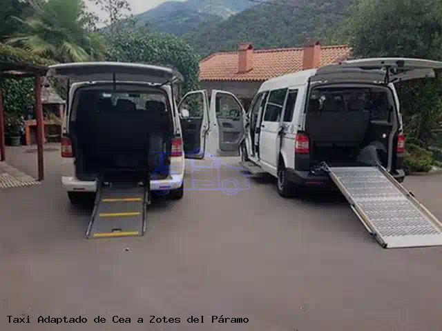 Taxi accesible de Zotes del Páramo a Cea