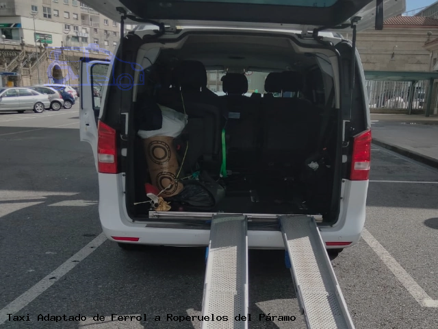 Taxi accesible de Roperuelos del Páramo a Ferrol