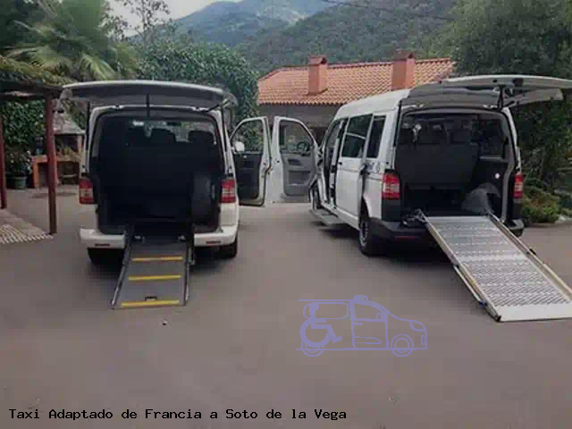 Taxi accesible de Soto de la Vega a Francia