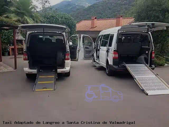 Taxi accesible de Santa Cristina de Valmadrigal a Langreo