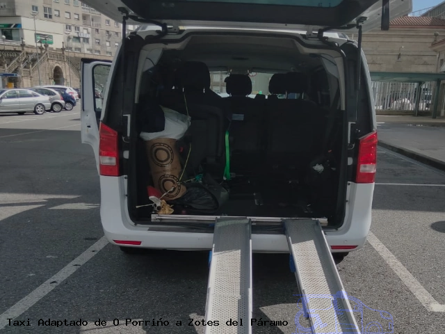 Taxi accesible de Zotes del Páramo a O Porriño