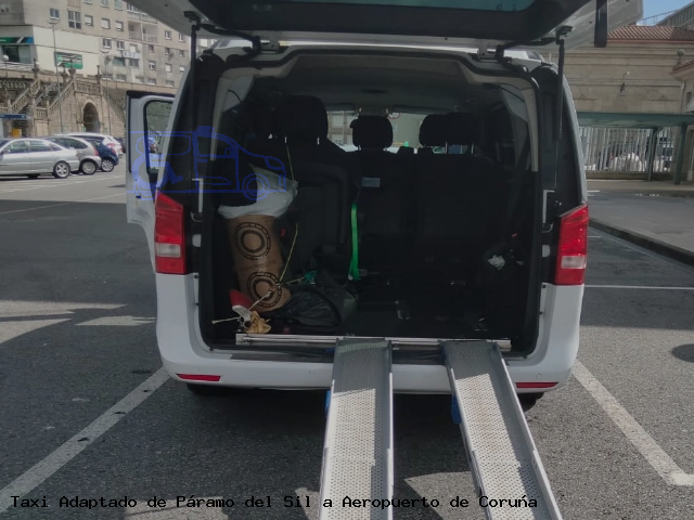 Taxi accesible de Aeropuerto de Coruña a Páramo del Sil