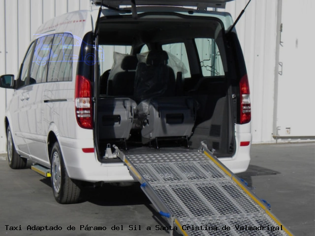 Taxi accesible de Santa Cristina de Valmadrigal a Páramo del Sil