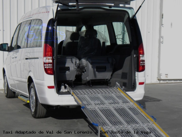 Taxi accesible de San Justo de la Vega a Val de San Lorenzo