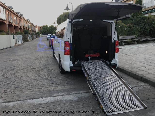 Taxi accesible de Valdefuentes del Páramo a Valderas