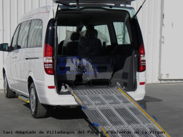 Taxi accesible de Valverde de la Virgen a Villadangos del Páramo