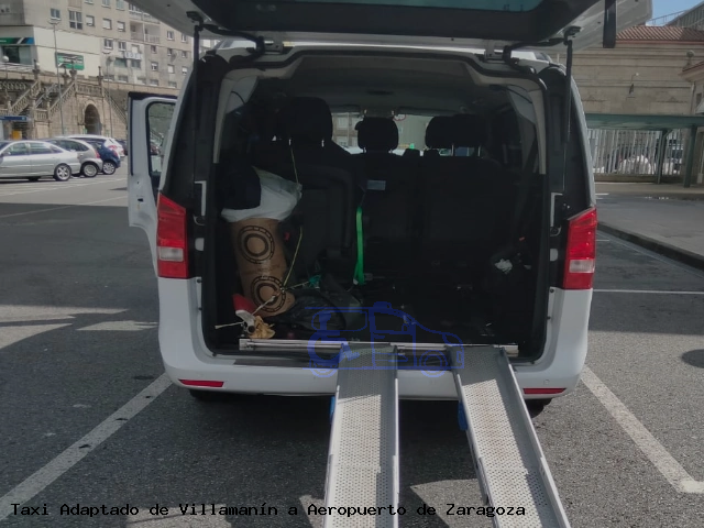 Taxi accesible de Aeropuerto de Zaragoza a Villamanín